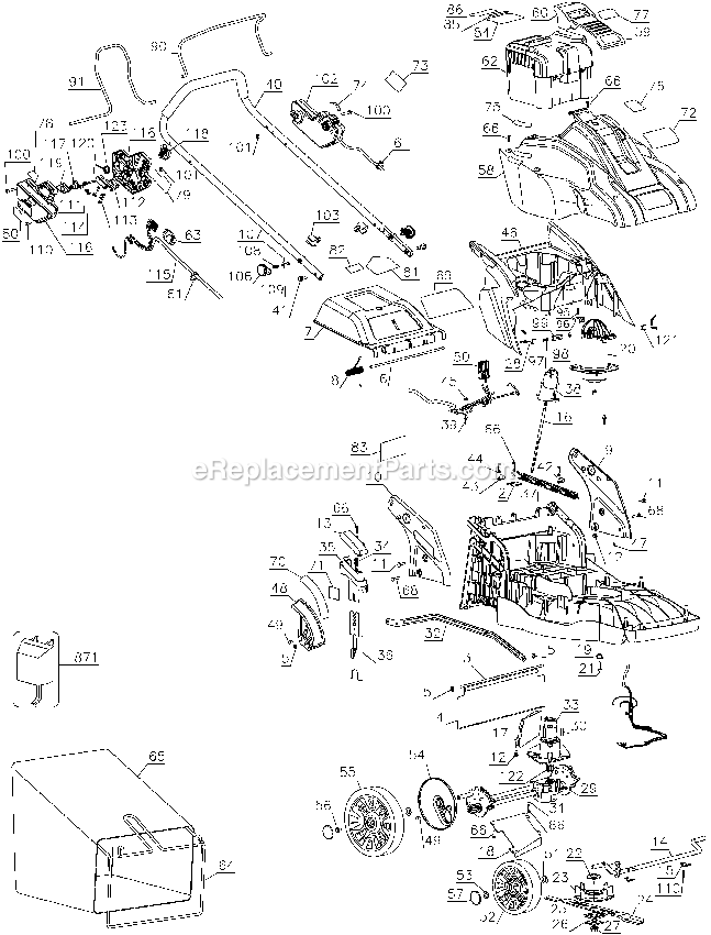 Black and Decker SPCM1936 (Type 1) Lawn Mower Power Tool Page A Diagram